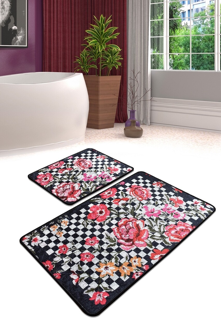 Set 2 covorase de baie Black Rose, Chilai, 50x60 cm/60x100 cm, multicolor - imagine 4